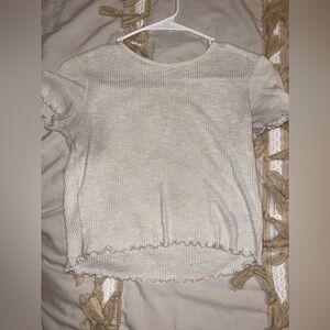 American Eagle Off White Crop Top Baby Tee